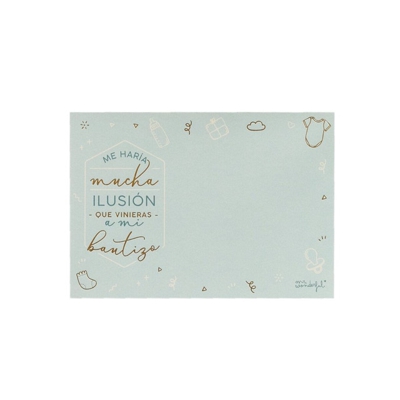 MR.WONDERFUL - Set De 20 Invitaciones Personalizables Mr. Wonderful: Bautizo Azul