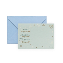 MR.WONDERFUL - Set De 20 Invitaciones Personalizables Mr. Wonderful: Comunión Azul características