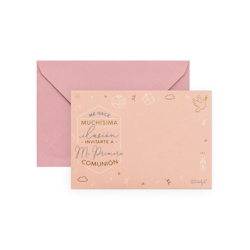 MR.WONDERFUL - Set De 20 Invitaciones Personalizables Mr. Wonderful: Comunión Rosa en oferta