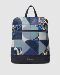 Desigual - Mochila De Mujer Ayax Nanaimo Con Patchwork Combinado En Tonos Azules precio