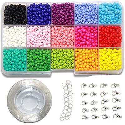 Ewparts 3mm Mini cuentas de cristal para los niños DIY Bracelet Arte y joyería-Making, cadena de cuentas de fabricación de juego, Fadeless Color (Full