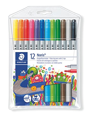 Staedtler Rotuladores de trazo doble. Noris Club. Colores brillantes y surtidos. Estuche con 12 marcadores. 320 NWP12