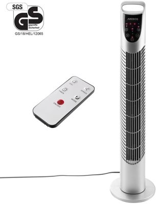 Arebos Tower Fan 40 W with remote control silver