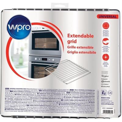 Rejilla de acero inoxidable expandible Wpro para hornos y refrigeradores - ancho ajustable de 35 a 56 cm