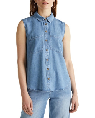 Esprit - Camisa De Mujer Denim Tencel