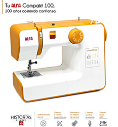 Alfa Compact100 Compakt 100-Maquina de Coser compacta, Blanco y Amarillo, 25 x  características