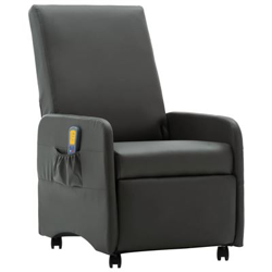 Sillón vidaXL de masaje reclinable de cuero sintético gris precio