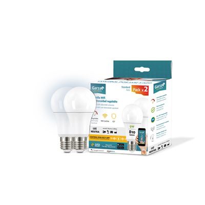 Garza Smarthome - Pack de 2 Bombillas LED WiFi 9w 810 lm  (E27 - 2 unidades)