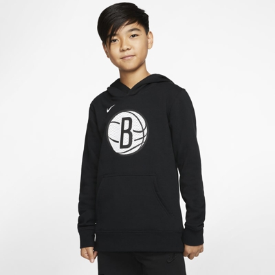 Brooklyn Nets Logo Sudadera con capucha Nike NBA - Niño/a - Negro