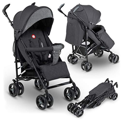 Lionelo LO-IRMA Black/Dark Grey Irma Buggy - Carrito de viaje plegable con posición tumbada, 7 kg, color negro en oferta