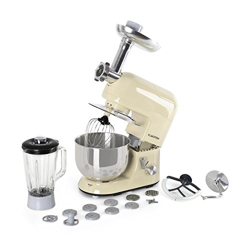 Klarstein Lucia Morena - Robot de cocina universal, Batidora, Amasadora, Picadora, Licuadora, 5 L, Batido planetario, Cabezal Pasta, Recipiente de ace en oferta