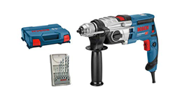 Bosch Professional GSB 20-2 - Taladro percutor (850 W, 2 velocidades, 3000 rpm, Ø max perforación hormigón 18 mm, set 7 brocas, en maletín) en oferta