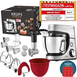 Robot de cocina Krups Premium 17 pzs., bol acero inox. 4,6 l, bol silicona, 4 agitadores acero inox., apto para lavavajillas, 1100 W, cortadora, picad características