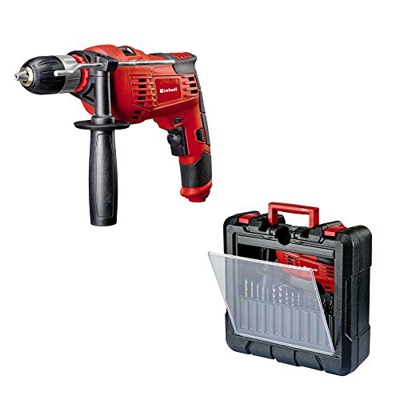 Einhell Pack taladro percutor y 15 piezas de perforación (TC-ID 1000 Kit), 1010 W, 230V, color rojo y negro (ref. 4259838)