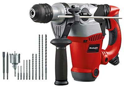 Einhell Pack con martillo perforador eléctrico, 12 acccesorios y malletín (RT-RH 32 Kit) anti vibración, cabezal SDS-plus, 3.5 J, 1250 W, 230 V (ref. 