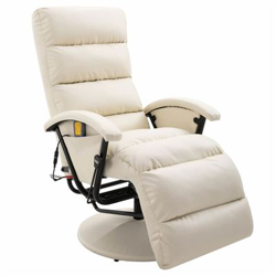 Sillón de masaje reclinable TV cuero sintético blanco crema características