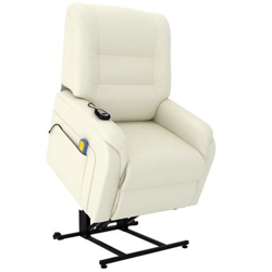 Sillón de masaje reclinable incorporación cuero sintético crema precio