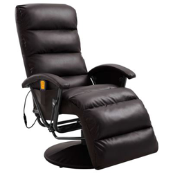 Sillón de masaje reclinable para TV cuero sintético marrón precio