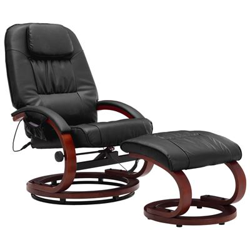 Sillón de masaje reclinable y reposapiés cuero sintético negro en oferta