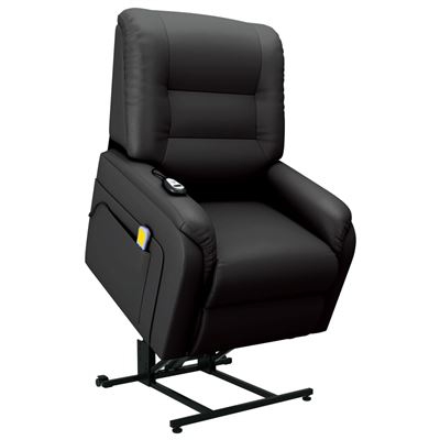 Sillón de masaje reclinable para TV cuero sintético negro