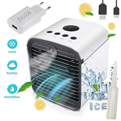 Nifogo Air Mini Cooler Aire Acondicionado Portátil - 3 en 1 Climatizador Evaporativo Frio Ventilador Humidificador Purificador de Aire, Leakproof, Nue precio