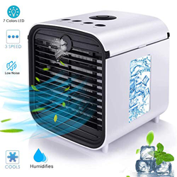 Nifogo Air Mini Cooler Aire Acondicionado Portátil - 3 en 1 Climatizador Evaporativo Frio Ventilador Humidificador Purificador de Aire, Leakproof, Nue precio