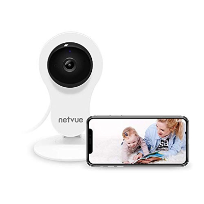 Camara Vigilancia WiFi Interior 1080P NetVue, Compatible con Alexa Echo Smart A.I. Detección Humana Camara WiFi con 2 Vías de visión Nocturna IR Talk 