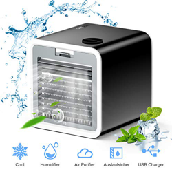 3 en 1 Mini Enfriador de Aire, Aire Acondicionado Portátil, Humidificador con Mango, refrigerador de aire para trabajo y hogar en oferta