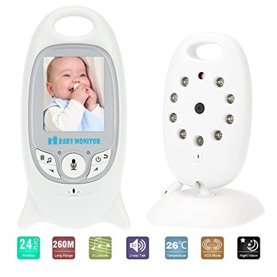 KKmoon Vigilabebes VB601 2,4 GHz, Baby Monitor con 8IR LED, Audio Bidireccional, 8 Canciones de Cuna, Plug y Play, Vision Nocturna, Monitoreo de Tempe