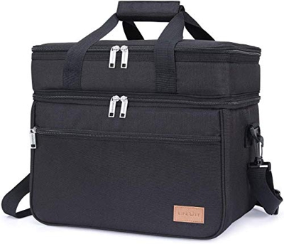 Lifewit Bolsa Térmica Grande Porta Alimentos de Refrigeración Aislamiento Doble Compartimentos Bolsa de Enfriamiento con Correa Ajustable Bolso para P