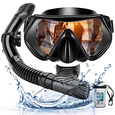 Arkmiido Snorkel Máscara, Kit de Snorkel,Máscara de Buceo de Silicona y Snorkel seco,Set para Snorkeling Máscara e Tubo,et de Snorkel Profesional para