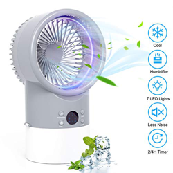 TedGem Aire Acondicionado Pequeño, Aire Acondicionado Portatil Silencio, Mini Air Cooler, 4 en 1 Enfriador de Aire, Ventilador, Humidificador, 7 Luces en oferta