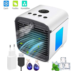 Nifogo Aire Acondicionado móvi portátil Ventilador Pequeño, Air Cooler Enfriador de Air Personal y portátil, 7 Luces LED, 3 Velocidades, para el hogar características