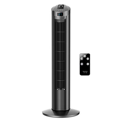 Taurus  Babel RC II - Ventilador de torre digital, Indicador de temperatura, 3 velocidades, 3 modos, Temporizador 12h, Sistema de oscilación, Mando a 