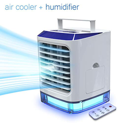 Aire Acondicionado Portátil, 4 en 1 Mini Ventilador Humidificador Purificador, USB Air Cooler con 3 Velocidades y 7 Colores LED Luz para Hogar Oficina precio