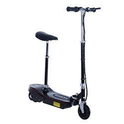 HOMCOM Patinete Plegable Scooter Eléctrico con Luz LED Monopatín Patinete Plegable Manillar Asiento Ajustable 120W Carga 50kg Acero (Negro) en oferta