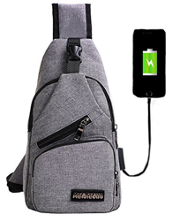 Mochila bandolera de pecho LemonGirl con cargador USB para hombres y mujeres, para senderismo, acampadas, ciclismo, hombre, XW210-Gray, gris, talla ún precio