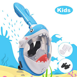 LEMEGO Mascara de Buceo para Niños, Diseño de Tiburones Máscara de Snorkel 180 ° Panorámico Máscara de Buceo de Cara Completa GoPro Compatible con Ant precio