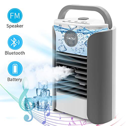 Aire Acondicionado Portátil, Bluetooth Altavoz FM 5000mAh Batería Air Cooler Mini Enfriador de Aire 5 en 1 humidificador refrigerado por agua ventilad precio