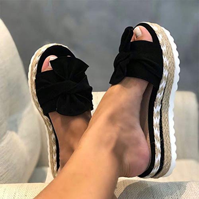 MEIZHEN Zapatilla de Plataforma con cuña para Mujer, Sandalias de Verano con Nudo en la Parte Delantera de la Playa, Sandalias Bohemia Moda Casual Oci