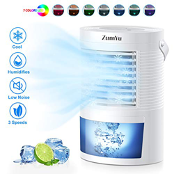 Mansso Mini Enfriador Portátil Aire Acondicionado con 5 en 1 Ventilador Purificador Humidificador Luces Nocturnas de 7 Colores, 3 Velocidades Ajustabl en oferta