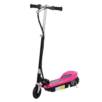 HOMCOM Patinete Plegable Niño Eléctrico Tipo Scooter con Manillar Rosa Patinete Eléctrico Plegable Tipo Scooter con Manillar Ajustable Freno y Pie de 