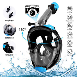 Amzdeal Máscara de buceo - Máscara de snorkel Plegable completa-mascarilla antifugas-sello de silicona a prueba , vista panorámica HD de 180 ° Compati en oferta