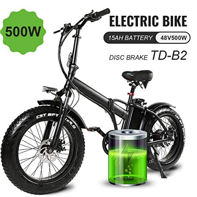 MARTES Bicicleta eléctrica plegable Fat Tire 20 4" con 48V 500W 15Ah Batería de iones de litio, City Mountain Bicycle Booster 100-120KM