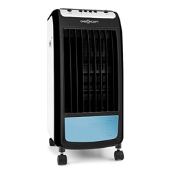 Oneconcept Caribbean Blue - Enfriador de aire portátil, Ventilador, Humidificador, 3 velocidades, Caudal de aire 400 m³/h, 70 W, Tanque 4 L, 2 recipie en oferta