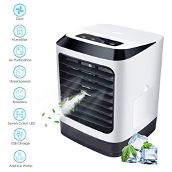 Dr.Haer Air Cooler portátil, mini aire acondicionado con humidificador, purificador sin ruido, ventilador de aire personal, refrigerador evaporativo c en oferta