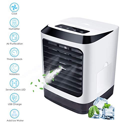 Dr.Haer Air Cooler portátil, mini aire acondicionado con humidificador, purificador sin ruido, ventilador de aire personal, refrigerador evaporativo c