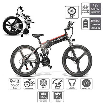 Bicicleta Eléctrica PLEGABLE 350W/500W 26 Pulgadas para Hombres Mujeres /Bicicleta de Montaña/ e-Bike Aluminio 48V 10AH Batería de Litio Shimano 21 Ve