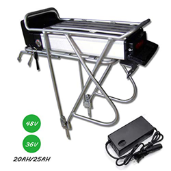 Li-ion eléctrico E-Bici batería de 36V 48V 20AH / 25AH recargable posterior de la bicicleta rack kit de conversión de la bici de montaña de la batería características