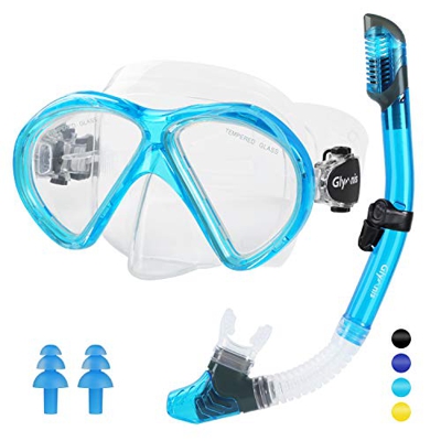 Glymnis Gafas de Buceo Gafas Snorkel Seco Completo Kit de Snorkel Máscara de Buceo y Snorkel Seco Set Máscara Set de Snorkel Profesional para Adultos 